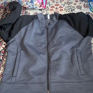lululemon athletica Gray Zip Bomber Jacket with Black Shoulders